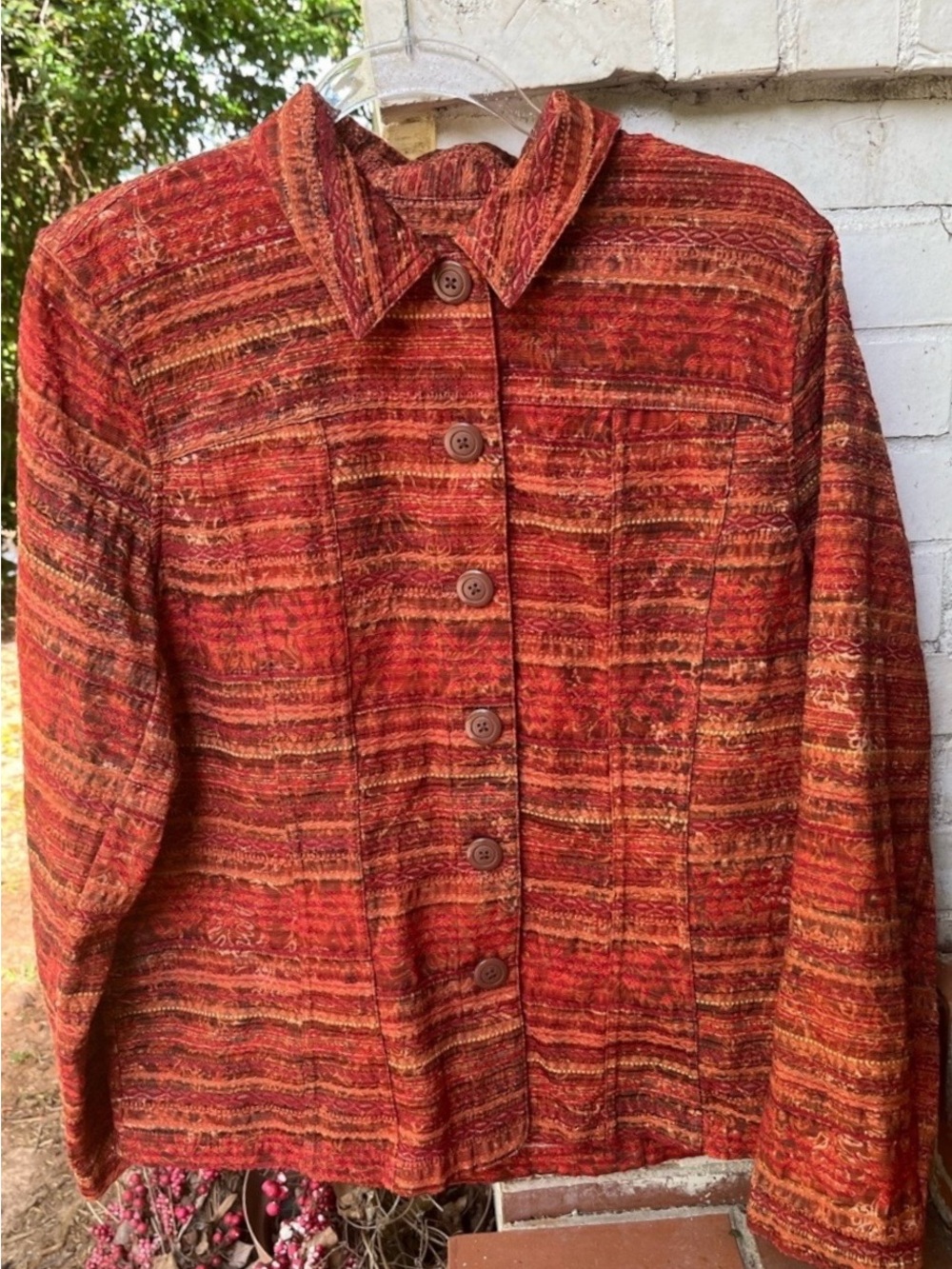 Christopher Banks Textured Red-Orange Button Front Jacket Blazer XL